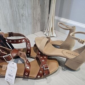 Brown Gladiator And Tan Heel Sandals Lot Size 8